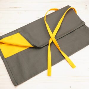 Tool Roll - 6 Pockets - Cotton - Sage green & Yellow