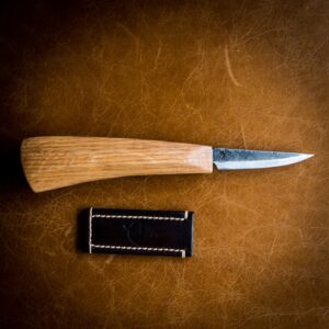 Caapora Wood Carving Knife - 70mm Blade - Oak Handle - Sloyd Knife