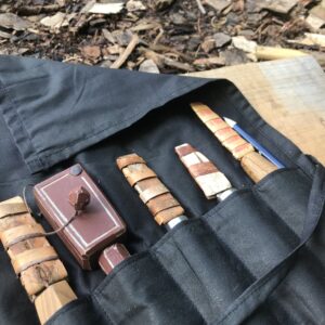 Black Waxed Cotton Tool Roll