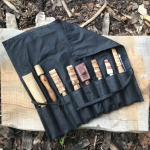 Black Waxed Cotton Tool Roll