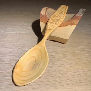 Handmade plum wood eating spoon with kolrosing