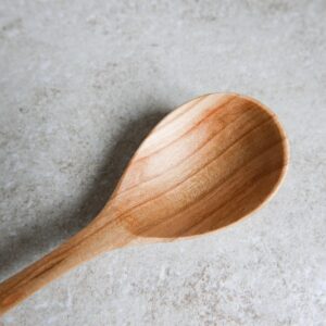 Large cherry wood hand carved cooking and serving spoon 12 inch (31 cm)