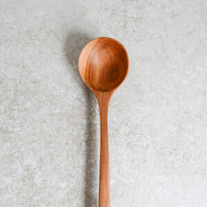 Large plum wood hand carved cooking and serving spoon 11.5 inch (29 cm)