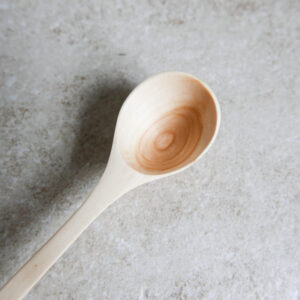 Long apple wood hand carved cooking spoon 12 inch (30.5 cm)