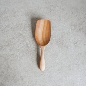 Cherry wood hand carved large scoop 8 inch (20.5 cm)