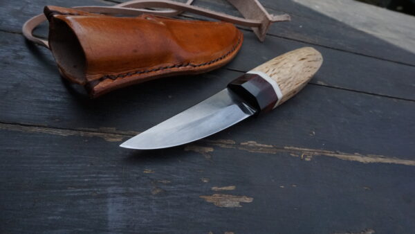 Puukko knife Neck knife Masur birch wood handle Edc knife 26c3 carbon steel blade