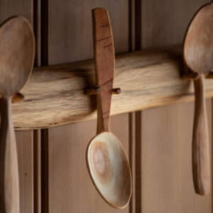 Wild cherry eating spoon with axe marks