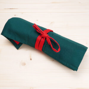 Tool Roll - 6 Pockets - Cotton - Forest Green & Red