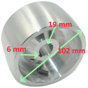 Drive Wheel 102mm Diameter, 55mm Wide, 19mm Shaft