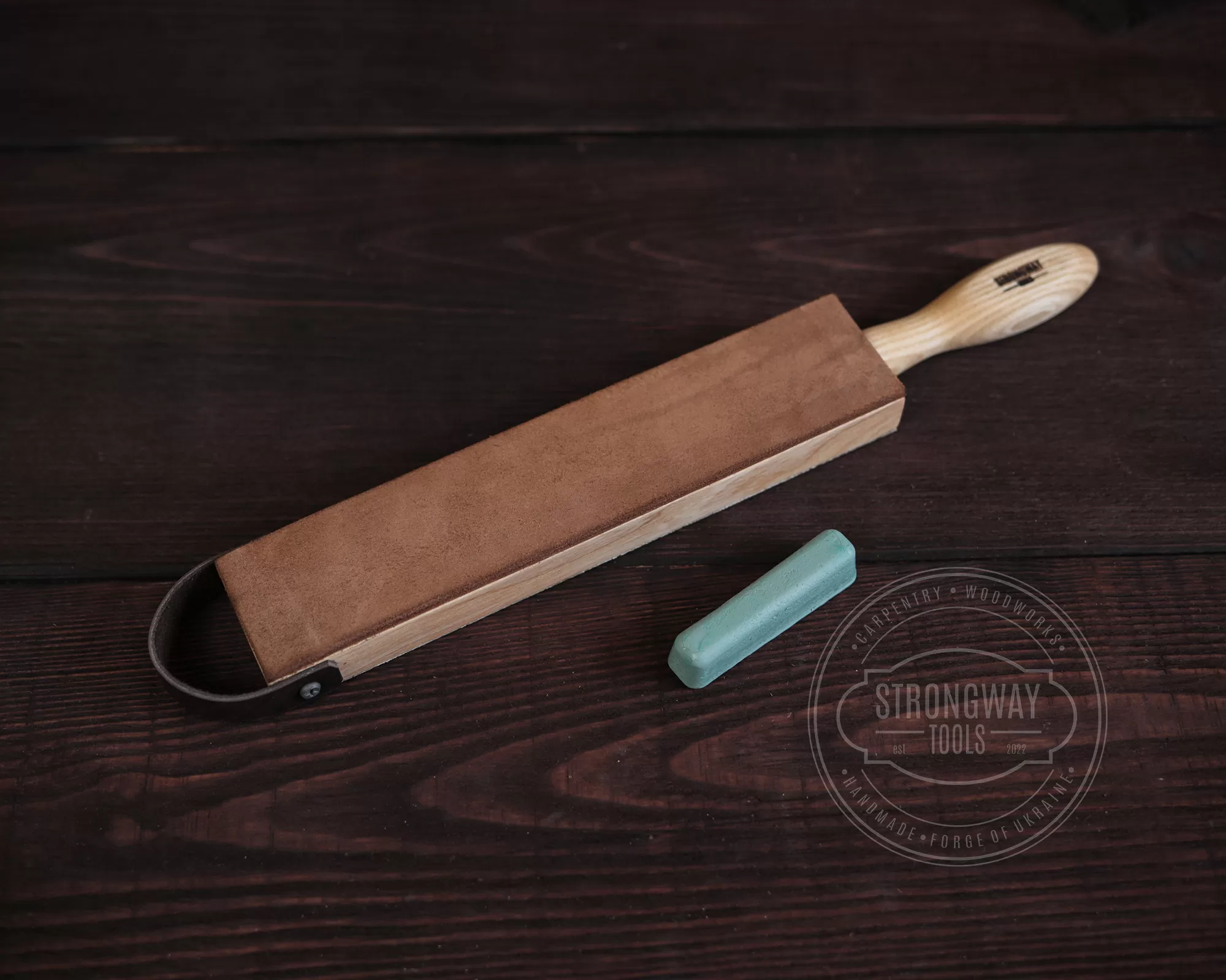 Double-sided Leather Strop with Polishing Compound Kit for Knife Sharpening