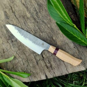 Chef's knife, Flat grind SANTOKU, kitchen knife, Thin grind, 52100/100Cr6