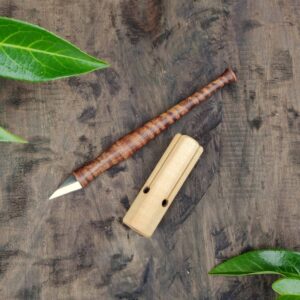Kolrosing knife with round dark handle, Small carving knife, Fresh wood carving, Handforged, Handcarving