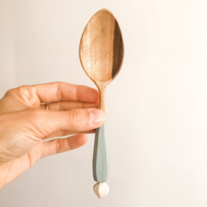 Walnut Eating Spoon with Milk Paint and Finial