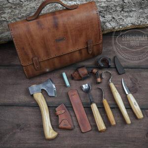 Woodcarving Kit With Leather Organizer