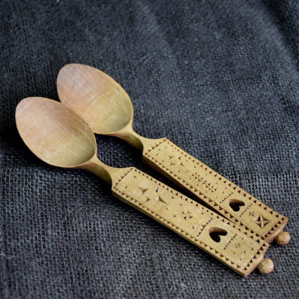 Love Spoons carved in the folk style by Alex Finberg