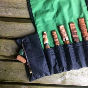 Black and Green Waxed Cotton Tool Roll