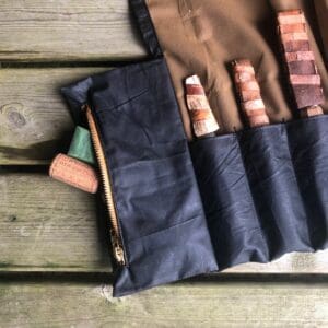 Black and Brown Waxed Cotton Tool Roll