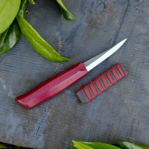 85mm Slojd knife purpleheart handle, Whittling knife, Fresh wood carving, Handcarving