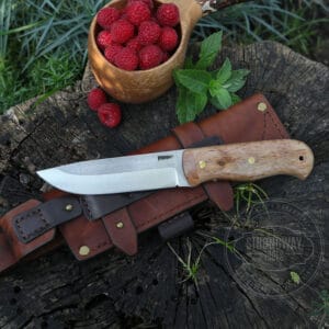 Stainless knife with stabilized Karelian birch handle 1