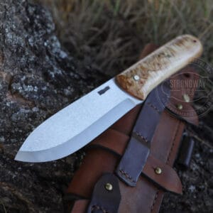 Stainless knife with stabilized Karelian birch handle 4