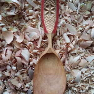 Maple spoon with pattern and milk paint