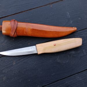 Sloyd wood carving knife with leather sheath
