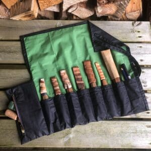 Black and Green Waxed Cotton Tool Roll