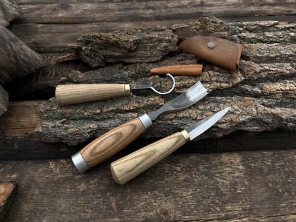 3-piece hand-forged spoon carving tool set sharky forged steel tools
