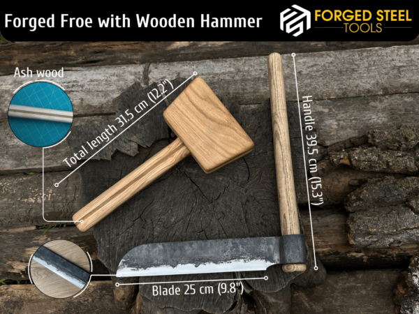 Splitting Froe with Wooden Mallet - Image 3