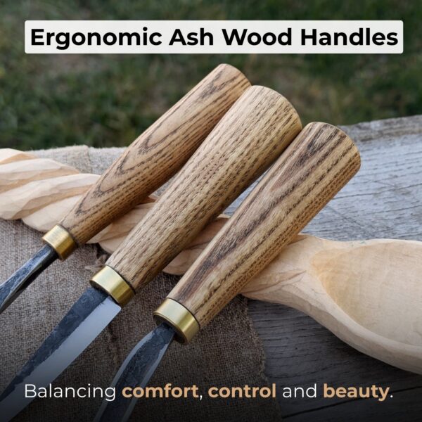 3-Piece Spoon Carving Tool Set with Sharpening Board - Image 4