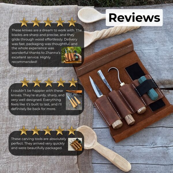 3-Piece Spoon Carving Tool Set with Sharpening Board - Image 10