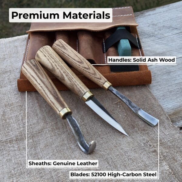 3-Piece Spoon Carving Tool Set with Sharpening Board - Image 7